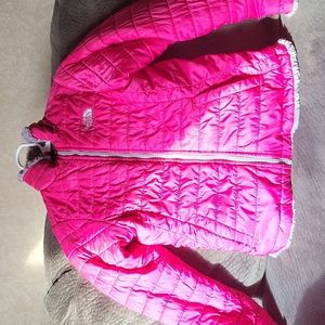 The north face reversible pink gray puffer